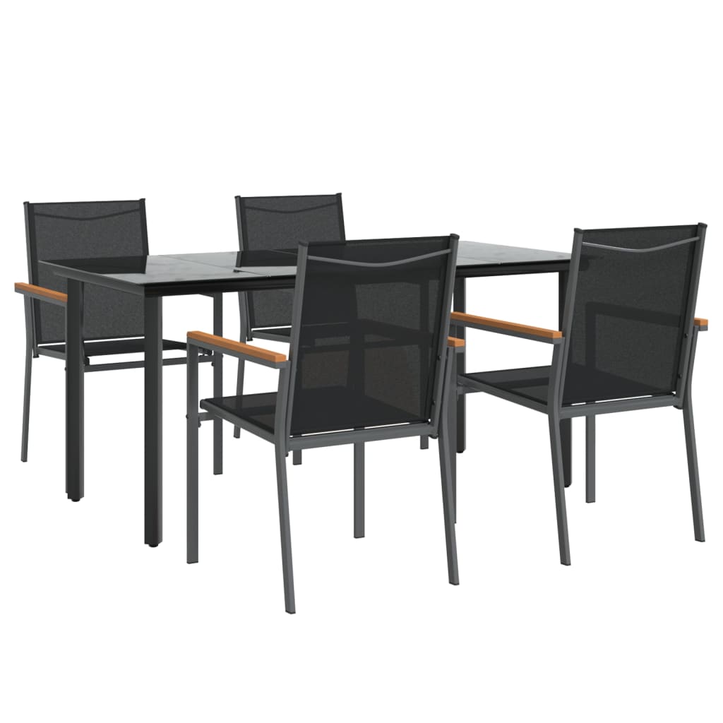 Hagespisegruppe 5 deler svart textilene og stål