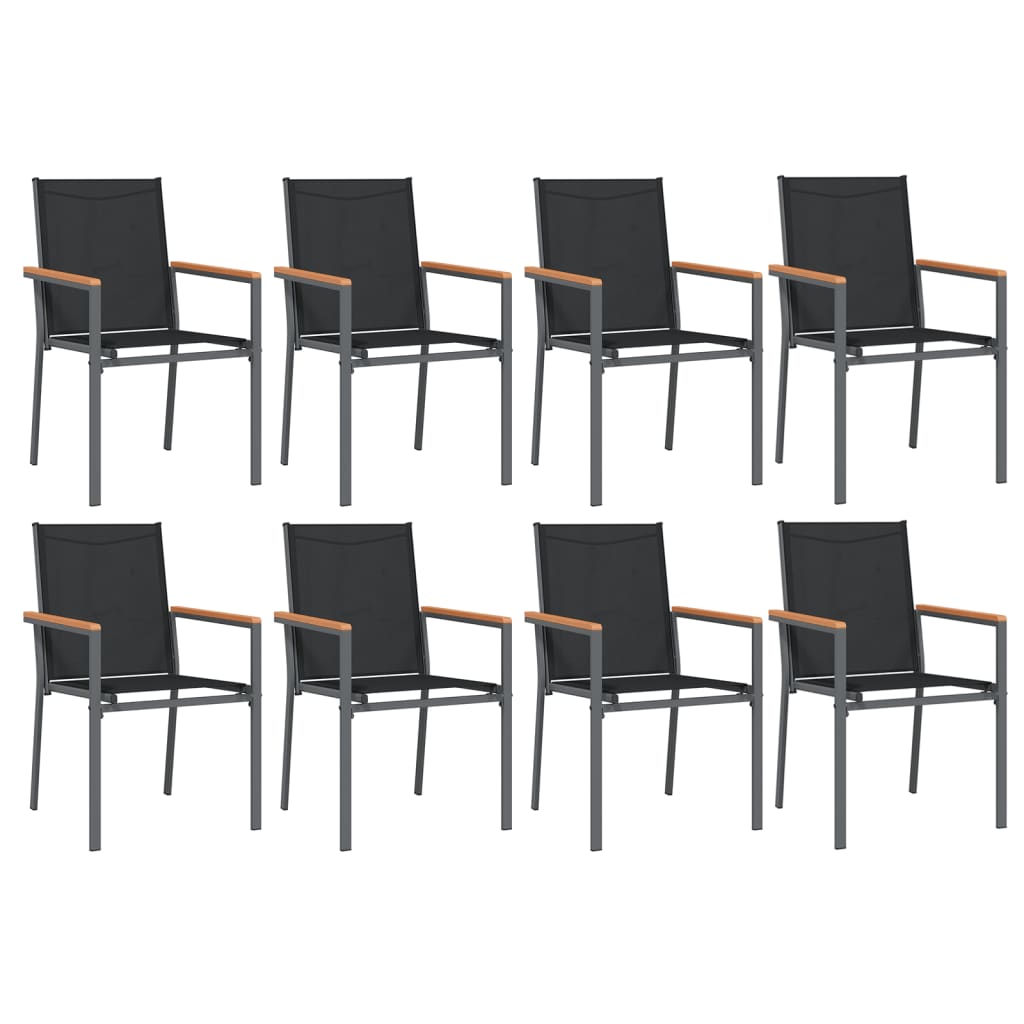 Hagespisegruppe 9 deler svart textilene og stål