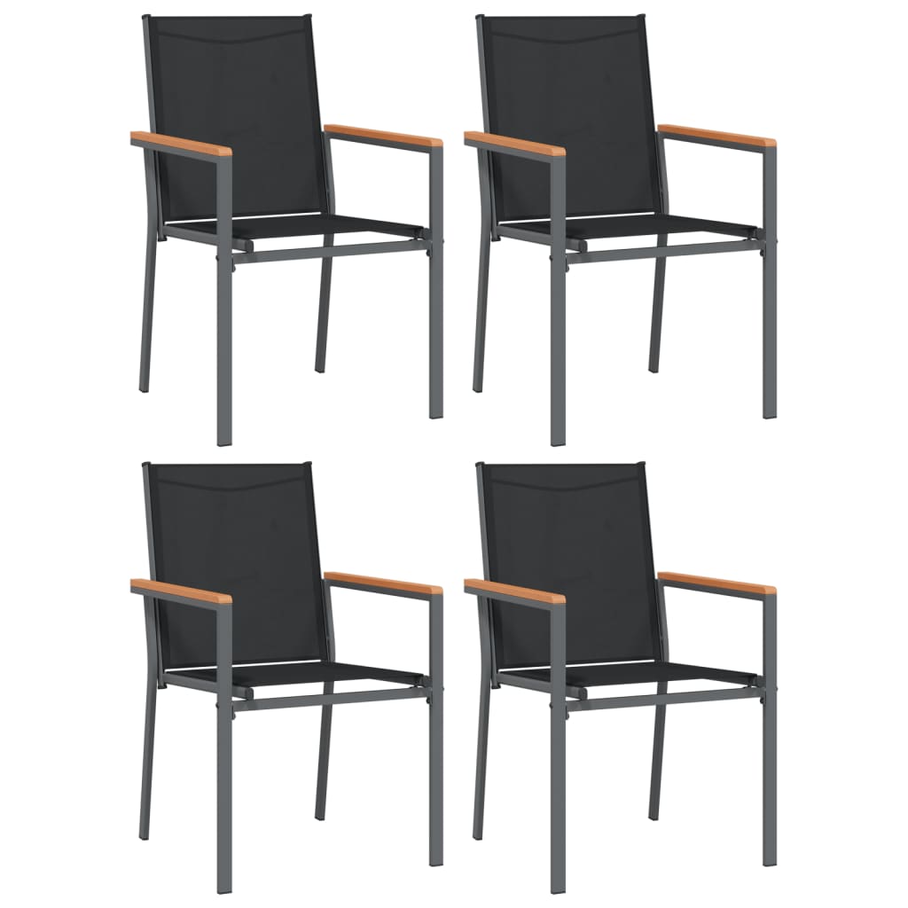 Hagestoler 4 stk svart 55x61,5x90 cm textilene og stål