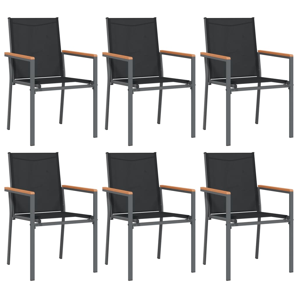 Hagestoler 6 stk svart 55x61,5x90 cm textilene og stål