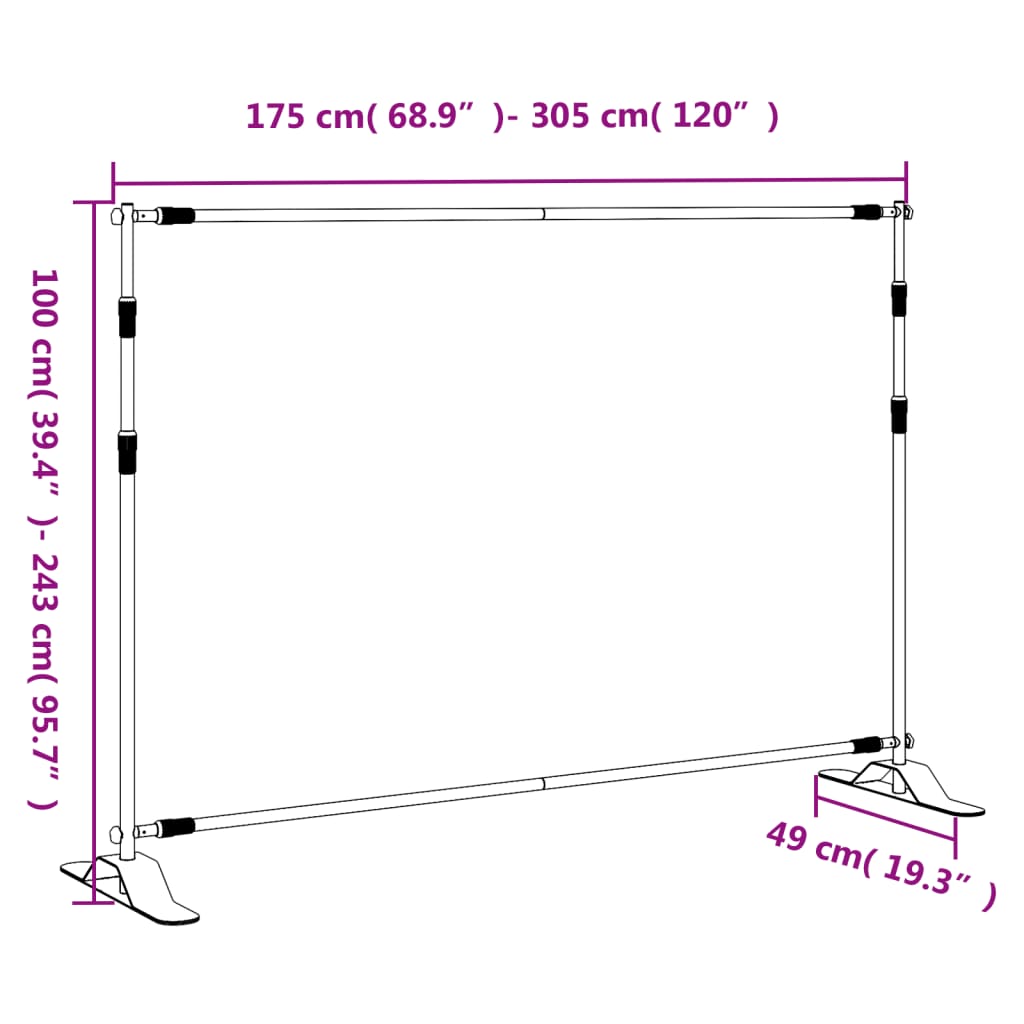 Bakgrunnsstativer 2 stk svart 305x243 cm stål