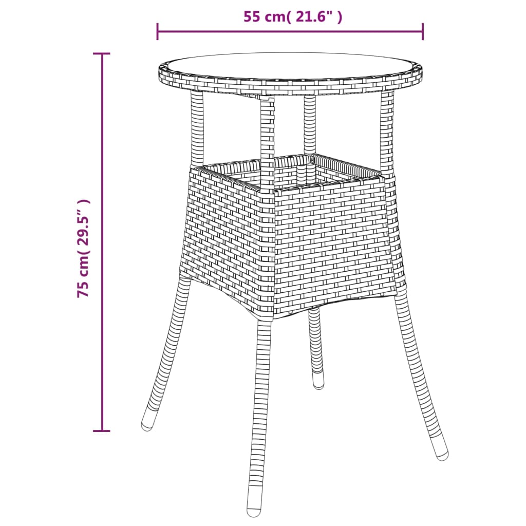 Hagebistrosett med puter 3 deler svart polyrotting