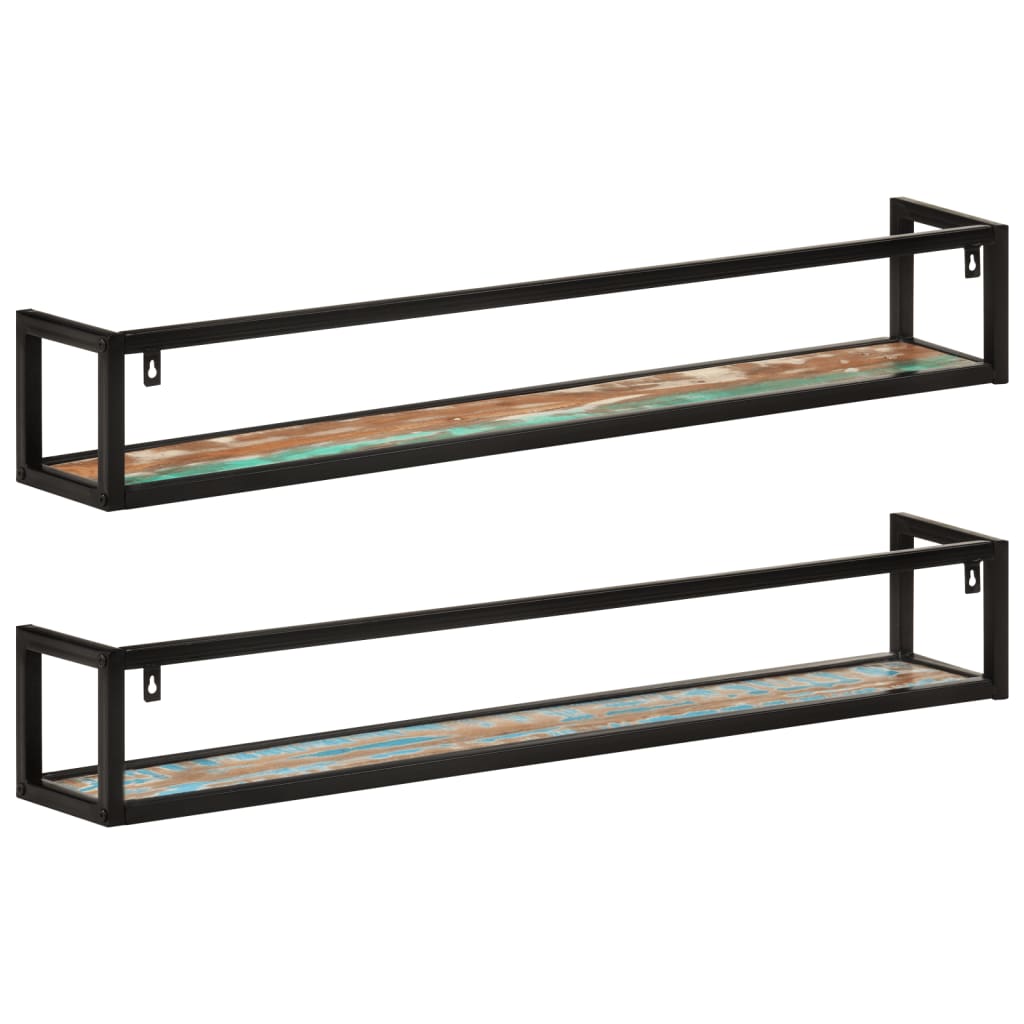 Vegghyller 2 stk 110x17x17 cm gjenvunnet heltre og jern
