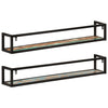 Vegghyller 2 stk 110x17x17 cm gjenvunnet heltre og jern