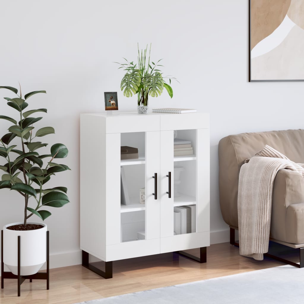 Skjenk hvit 69,5x34x90 cm konstruert tre