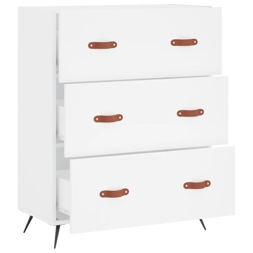 Kommode hvit 69,5x34x90 cm konstruert tre