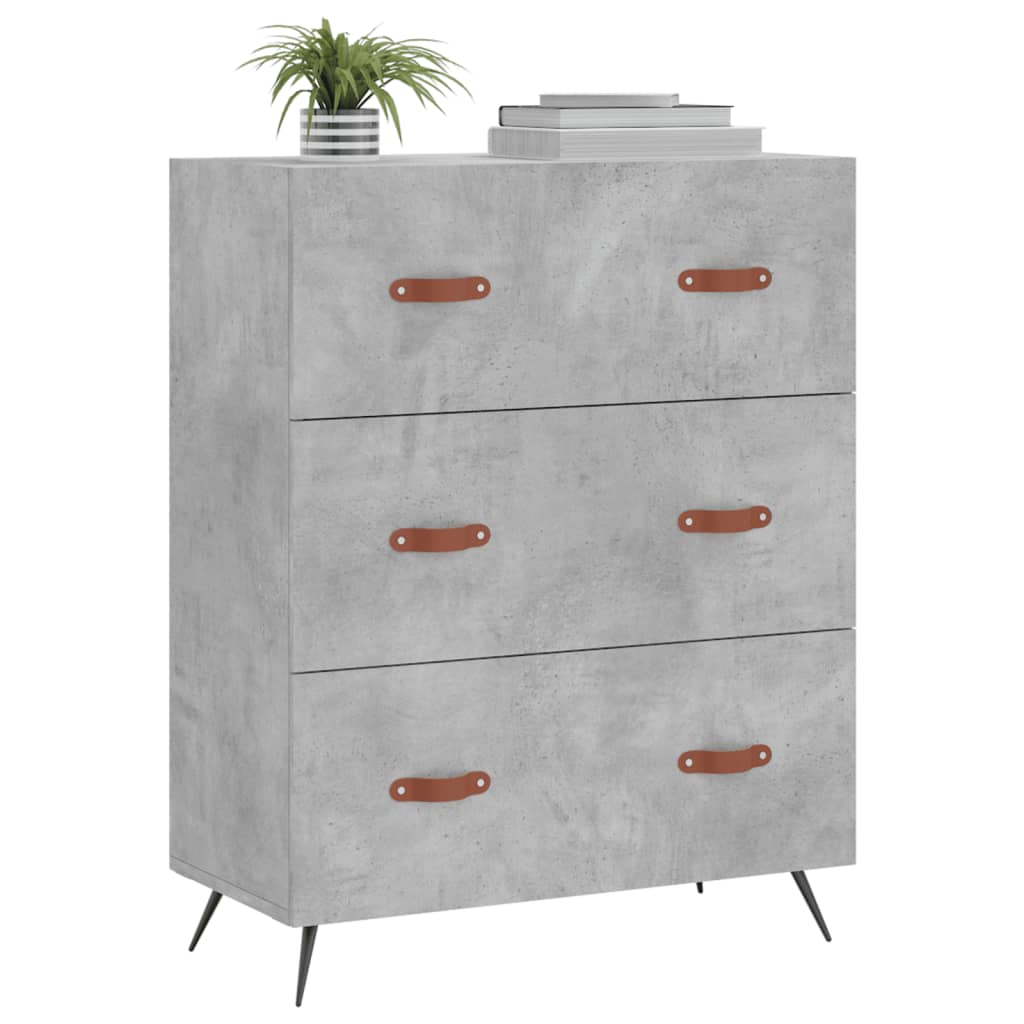 Kommode betonggrå 69,5x34x90 cm konstruert tre