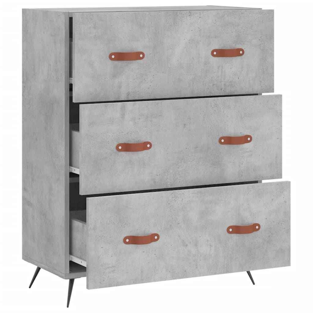 Kommode betonggrå 69,5x34x90 cm konstruert tre
