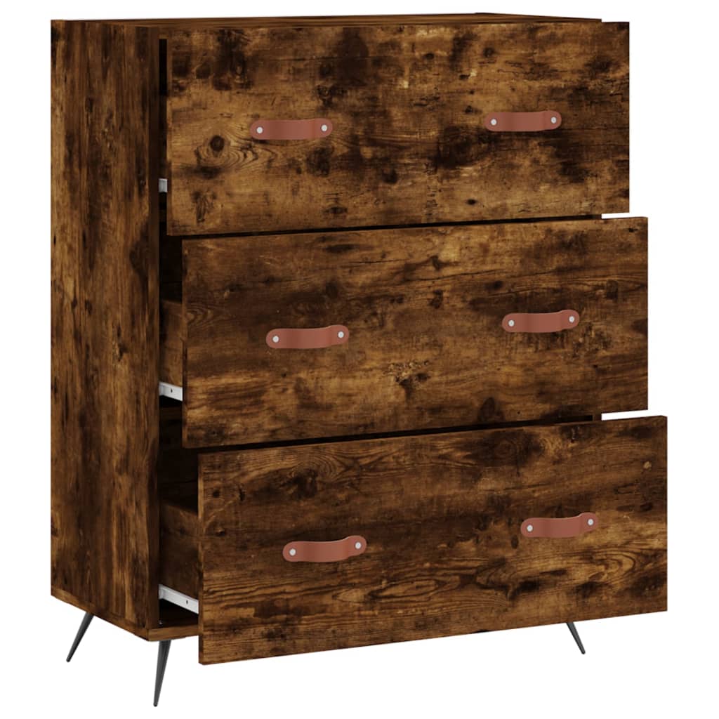 Kommode røkt eik 69,5x34x90 cm konstruert tre