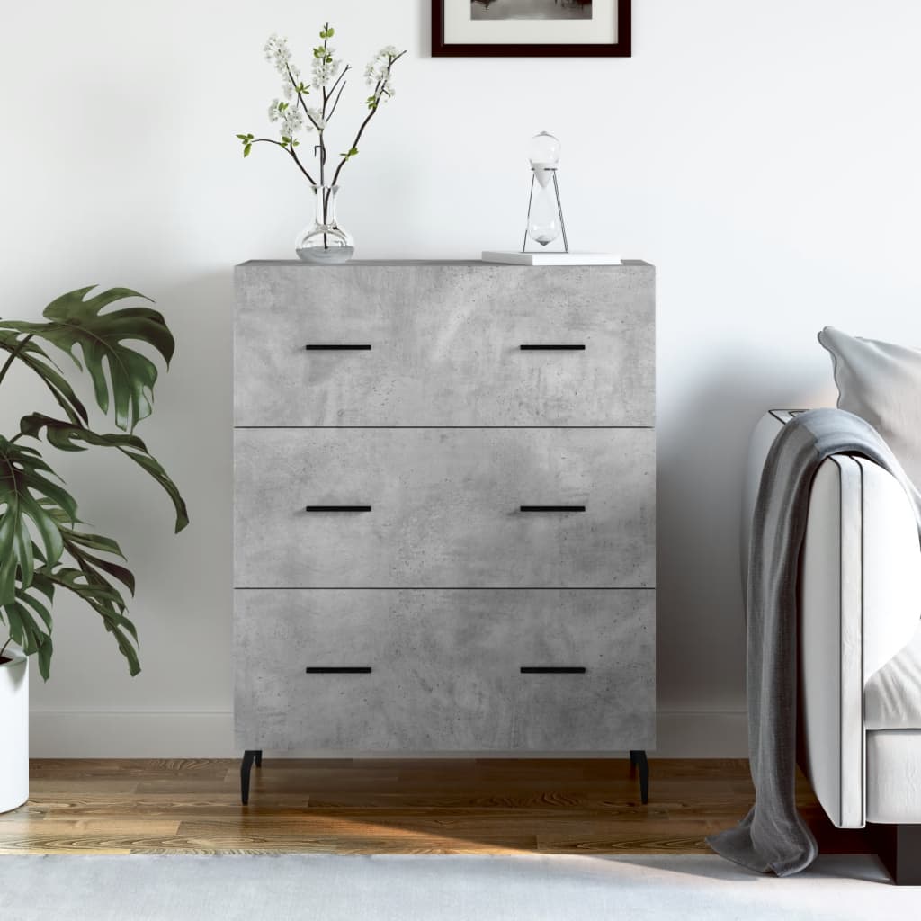 Skjenk betonggrå 69,5x34x90 cm konstruert tre vidaXL