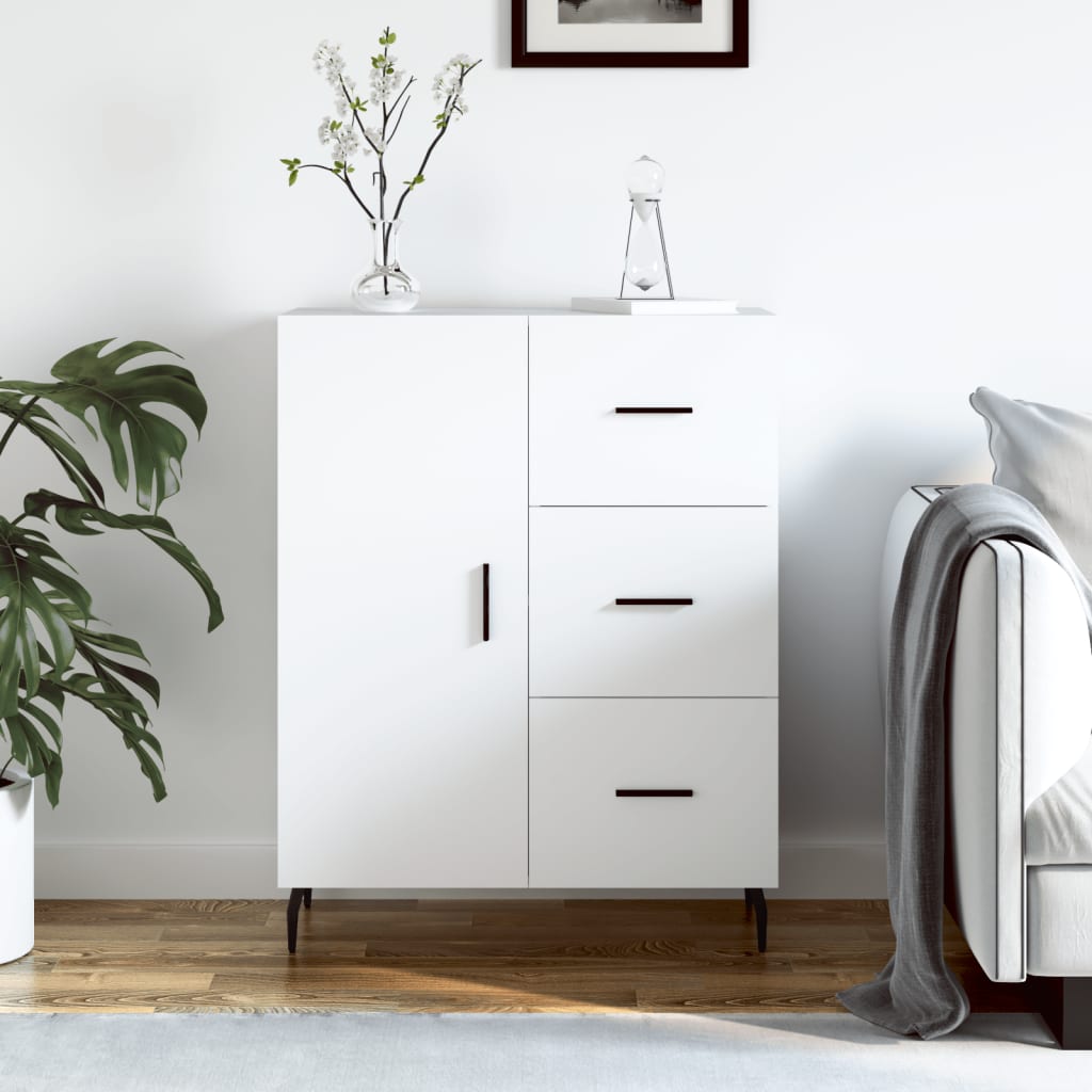 Skjenk hvit 69,5x34x90 cm konstruert tre