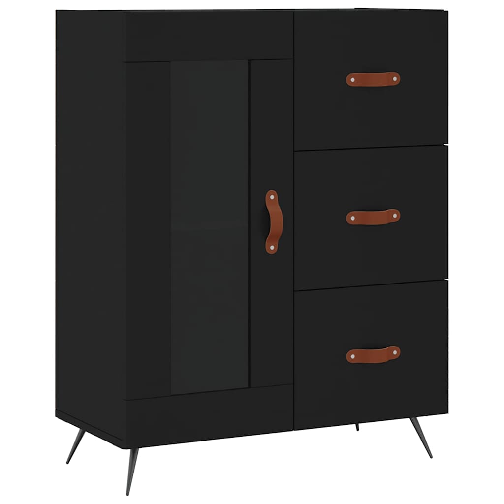 Skjenk svart 69,5x34x90 cm konstruert tre