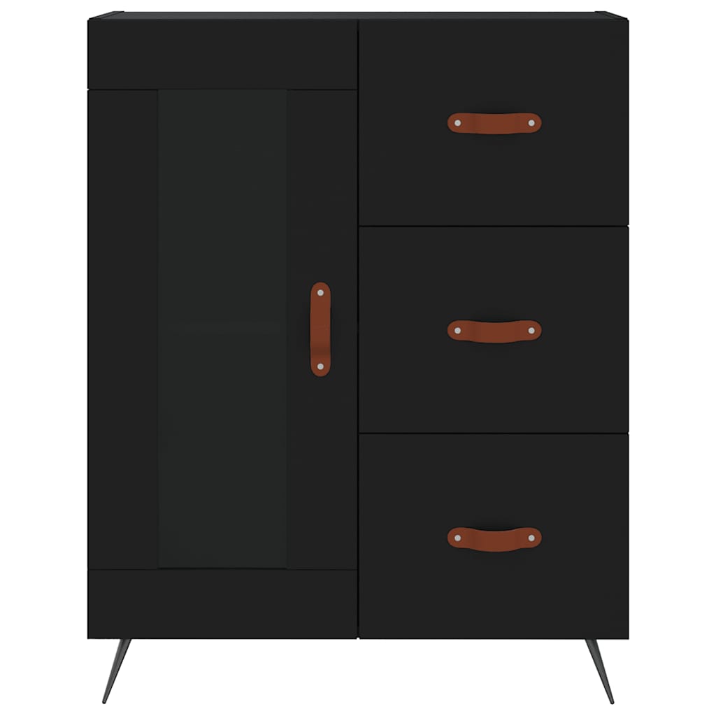 Skjenk svart 69,5x34x90 cm konstruert tre