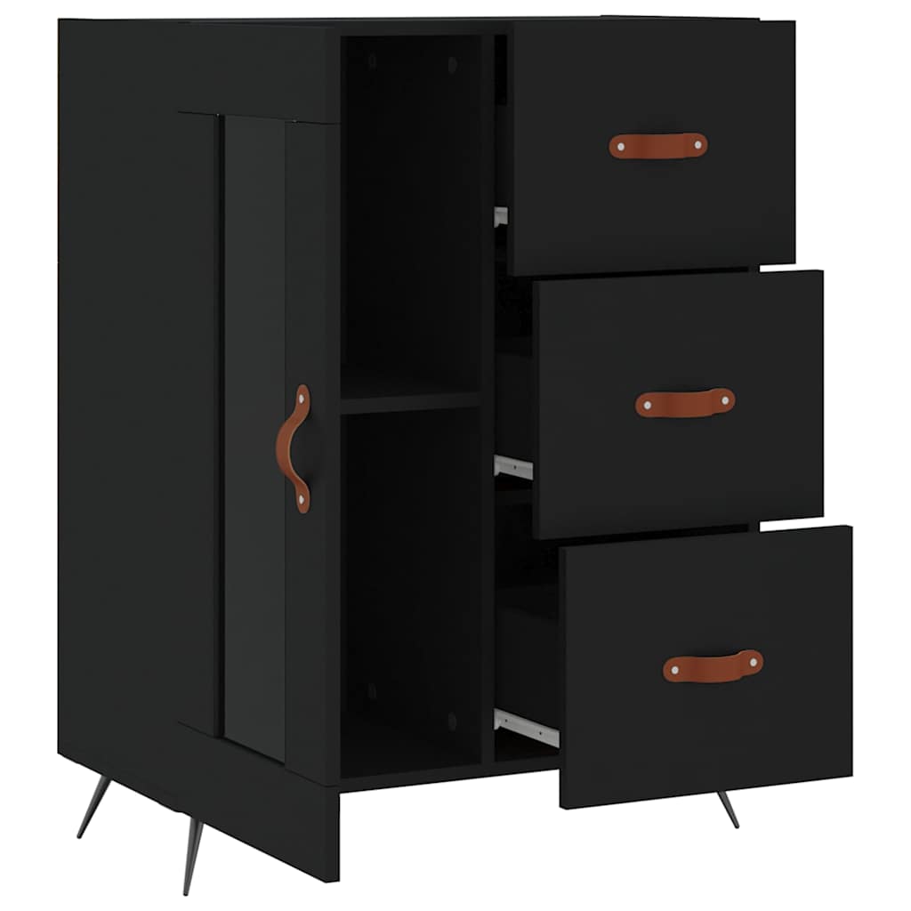 Skjenk svart 69,5x34x90 cm konstruert tre