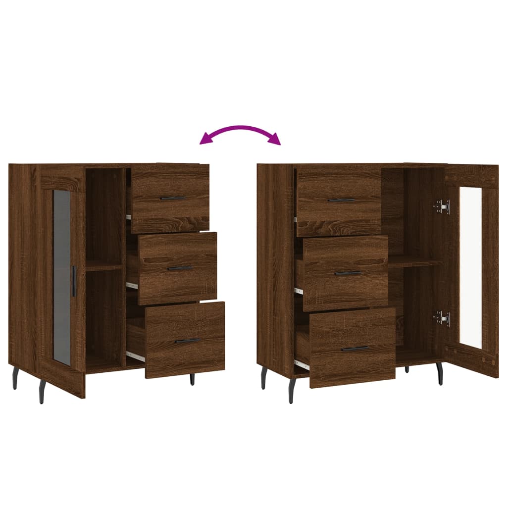 Skjenk brun eik 69,5x34x90 cm konstruert tre