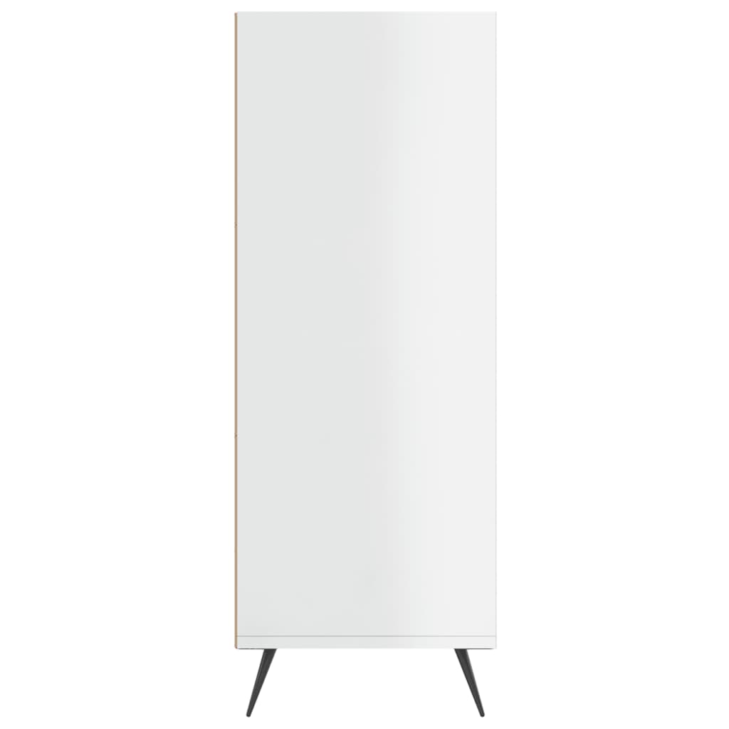Bokhylle høyglans hvit 69,5x32,5x90 cm konstruert tre
