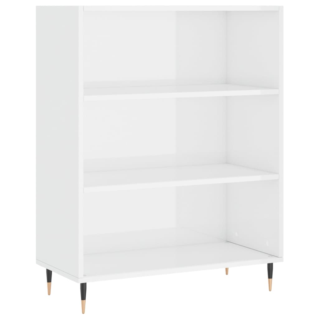 Bokhylle høyglans hvit 69,5x32,5x90 cm konstruert tre