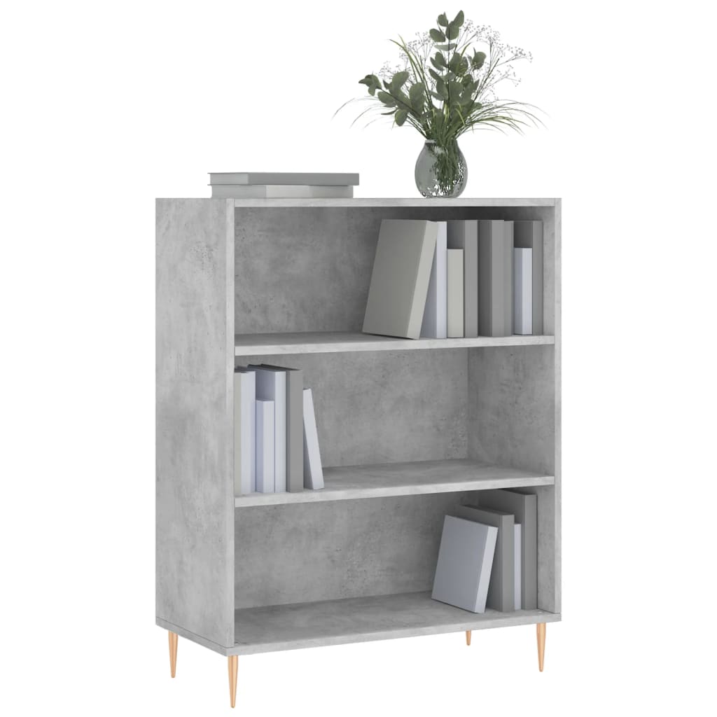 Bokhylle betonggrå 69,5x32,5x90 cm konstruert tre