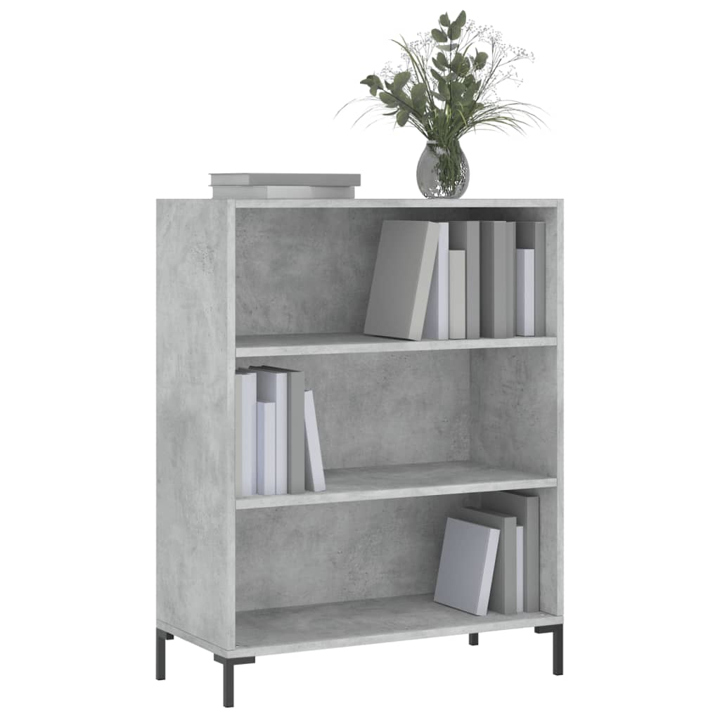 Bokhylle betonggrå 69,5x32,5x90 cm konstruert tre