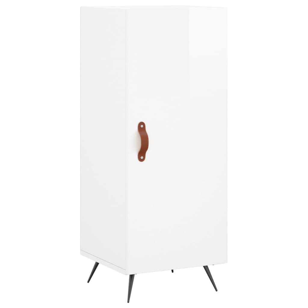 Skjenk høyglans hvit 34,5x34x90 cm konstruert tre