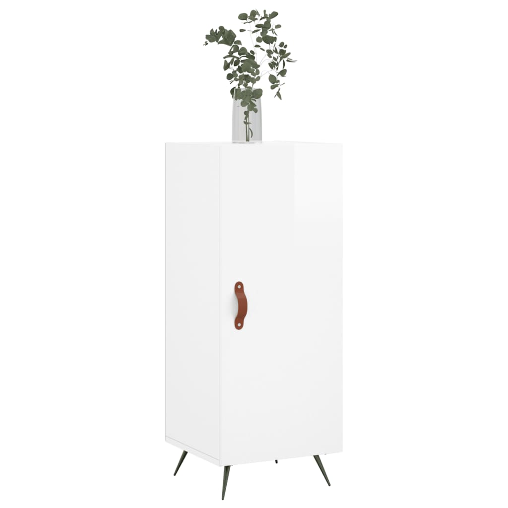 Skjenk høyglans hvit 34,5x34x90 cm konstruert tre