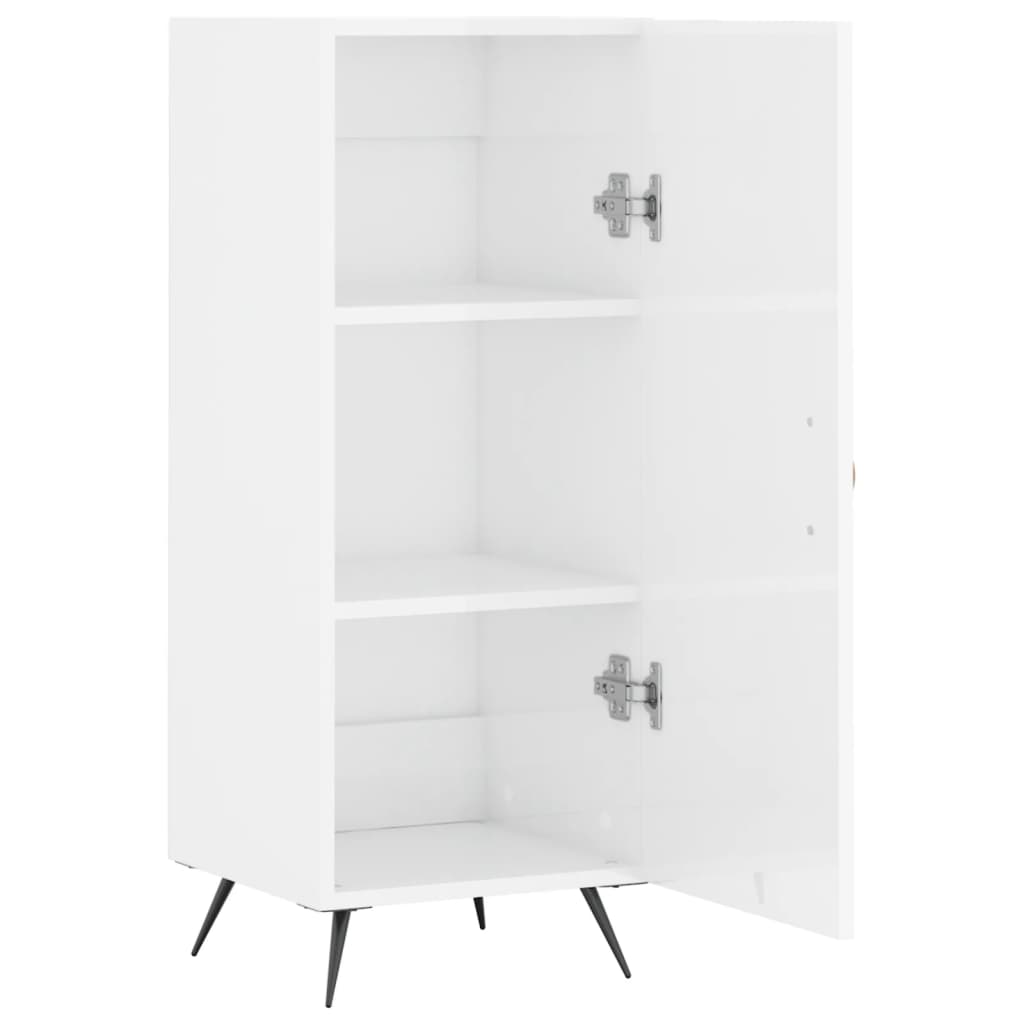 Skjenk høyglans hvit 34,5x34x90 cm konstruert tre
