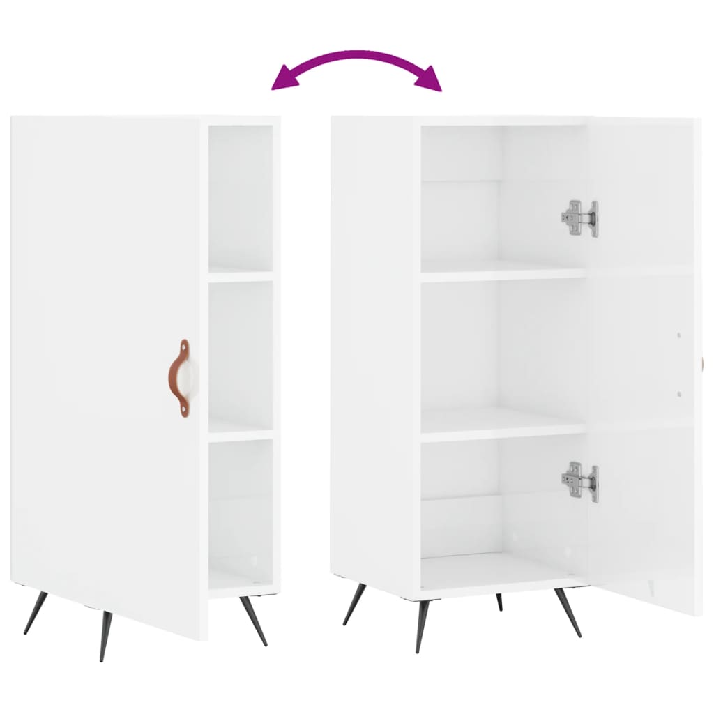 Skjenk høyglans hvit 34,5x34x90 cm konstruert tre