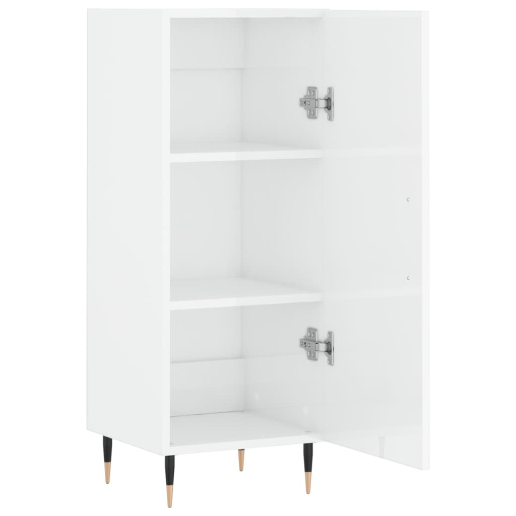 Skjenk høyglans hvit 34,5x34x90 cm konstruert tre
