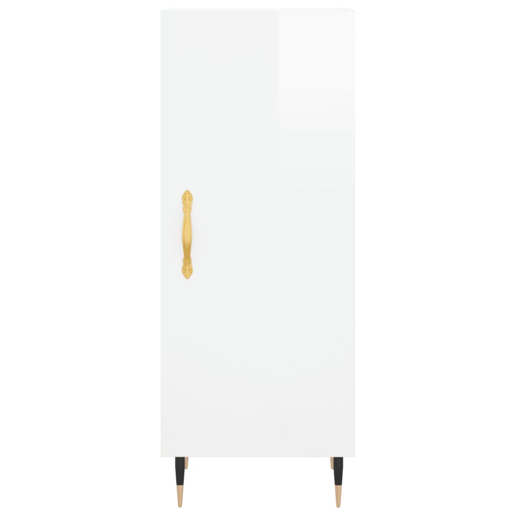 Skjenk høyglans hvit 34,5x34x90 cm konstruert tre