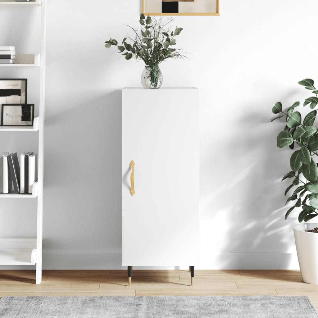 Skjenk høyglans hvit 34,5x34x90 cm konstruert tre