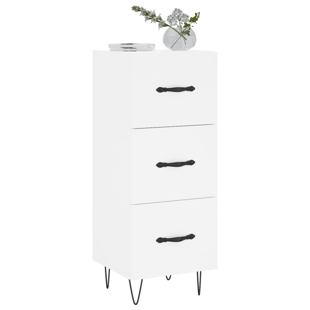 Skjenk hvit 34,5x34x90 cm konstruert tre