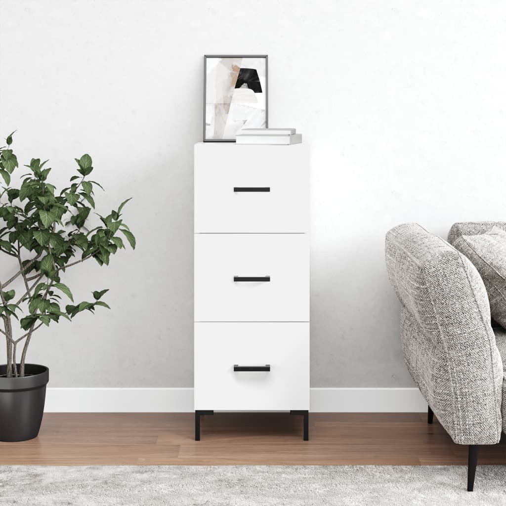 Skjenk hvit 34,5x34x90 cm konstruert tre
