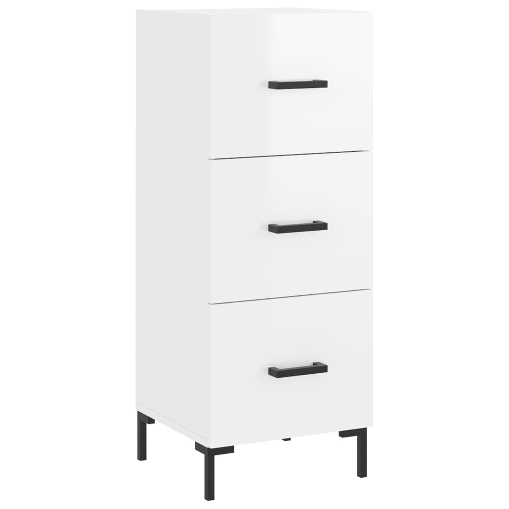 Skjenk høyglans hvit 34,5x34x90 cm konstruert tre