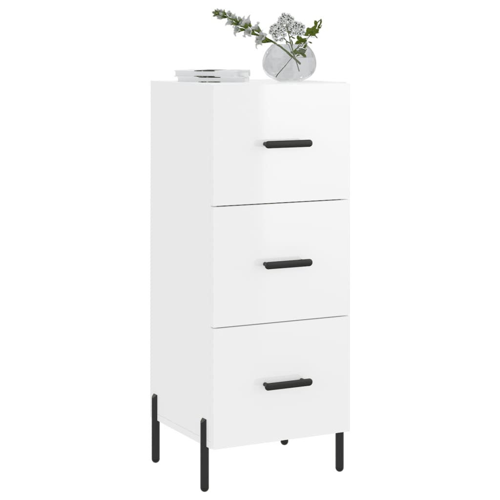 Skjenk høyglans hvit 34,5x34x90 cm konstruert tre