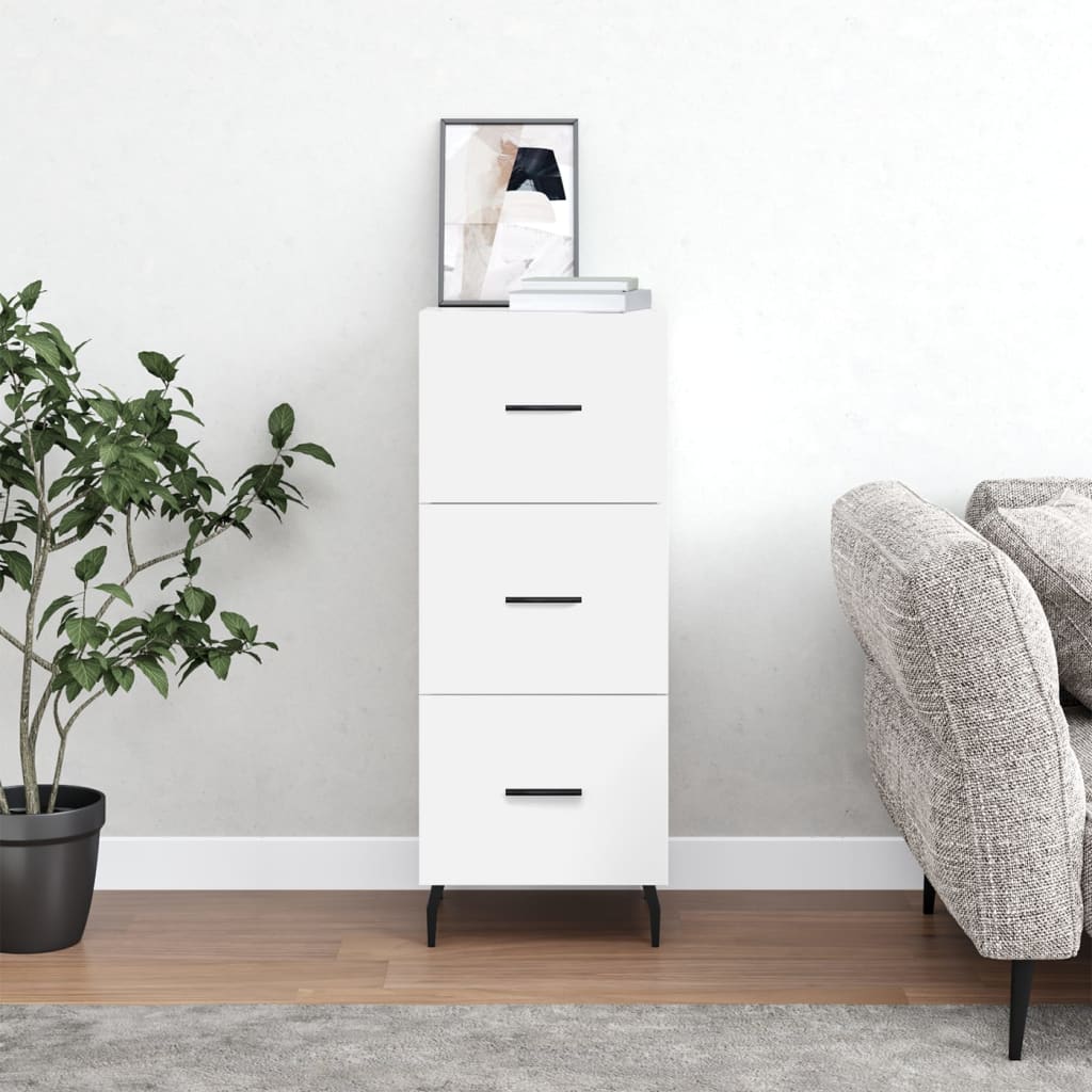 Skjenk hvit 34,5x34x90 cm konstruert tre