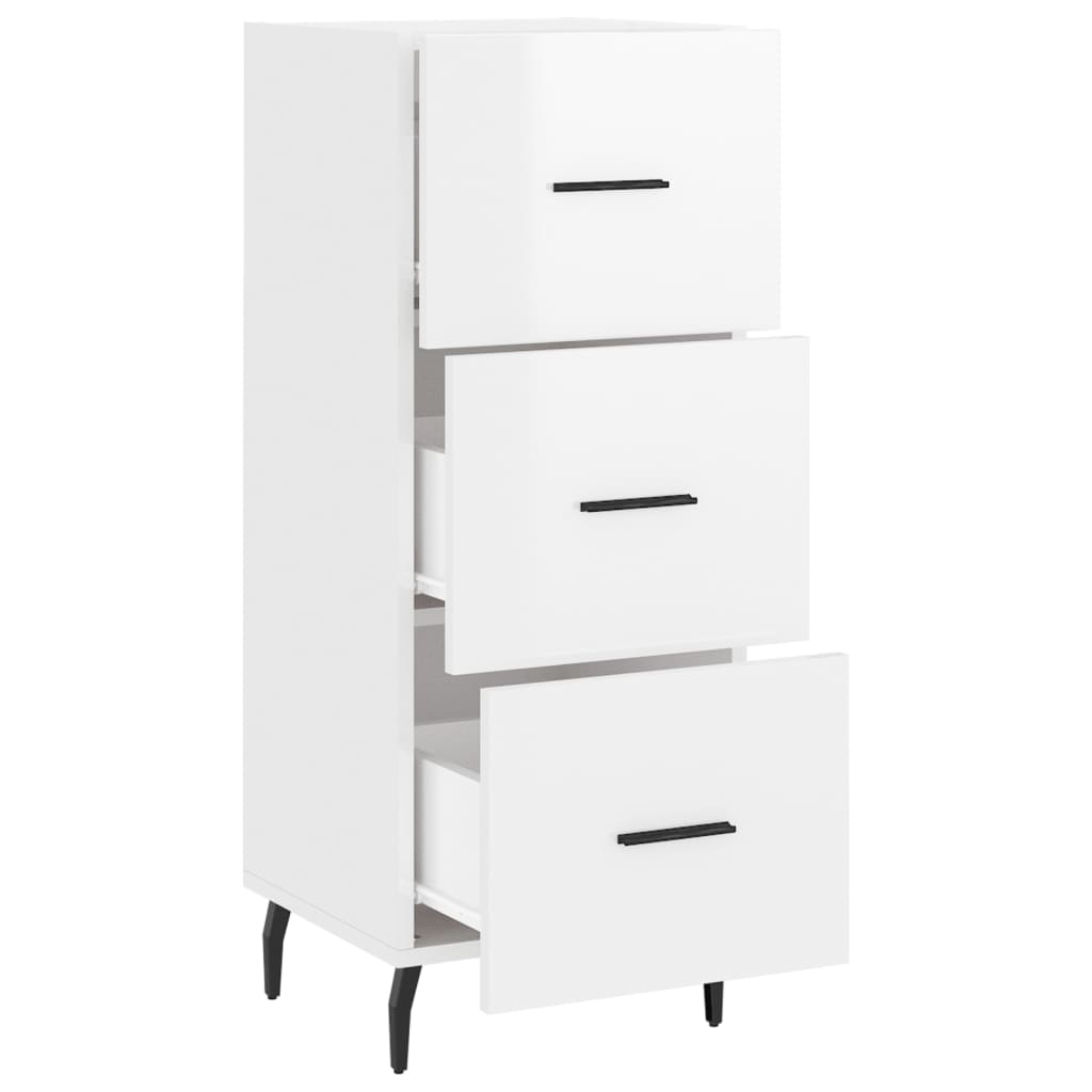 Skjenk høyglans hvit 34,5x34x90 cm konstruert tre