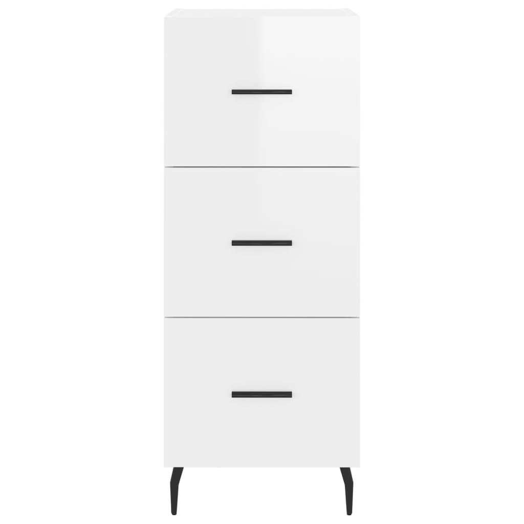 Skjenk høyglans hvit 34,5x34x90 cm konstruert tre