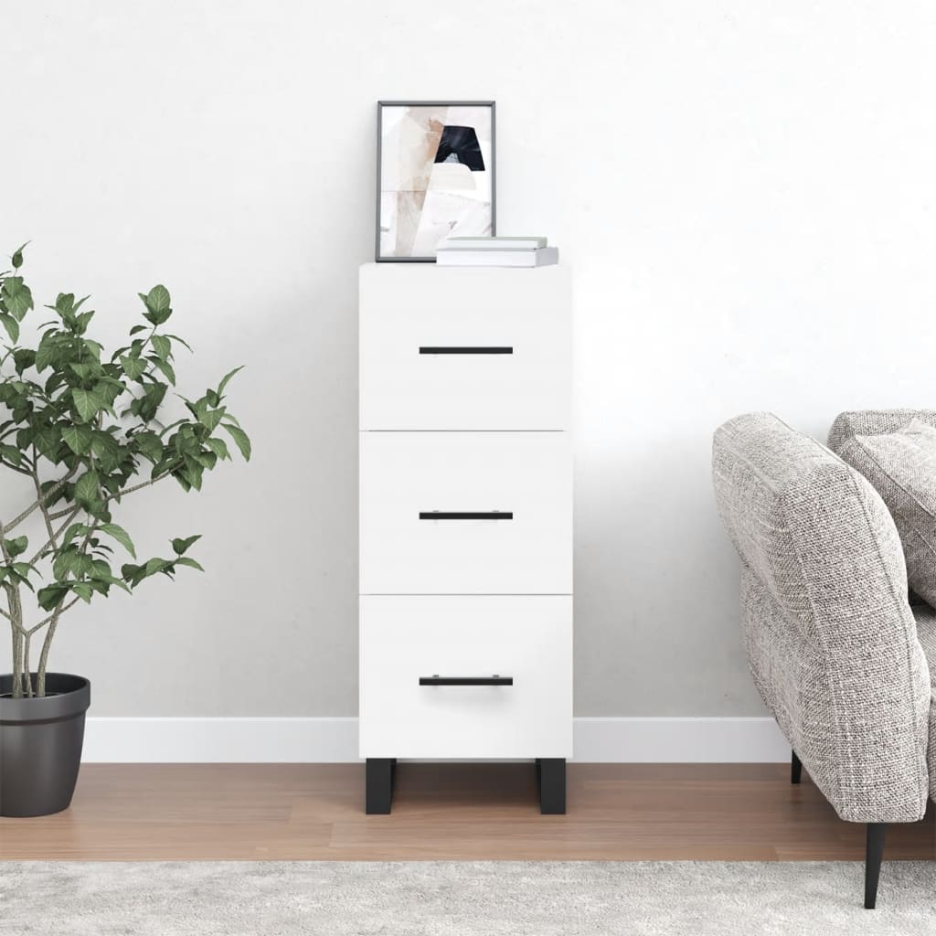 Skjenk hvit 34,5x34x90 cm konstruert tre