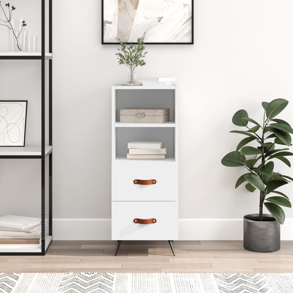Skjenk hvit 34,5x34x90 cm konstruert tre