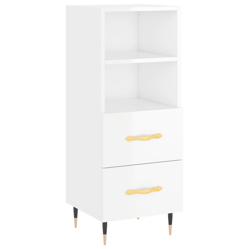 Skjenk høyglans hvit 34,5x34x90 cm konstruert tre