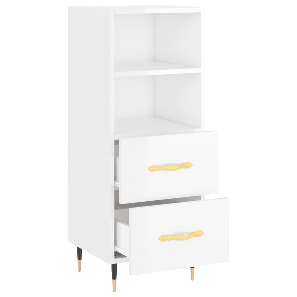 Skjenk høyglans hvit 34,5x34x90 cm konstruert tre