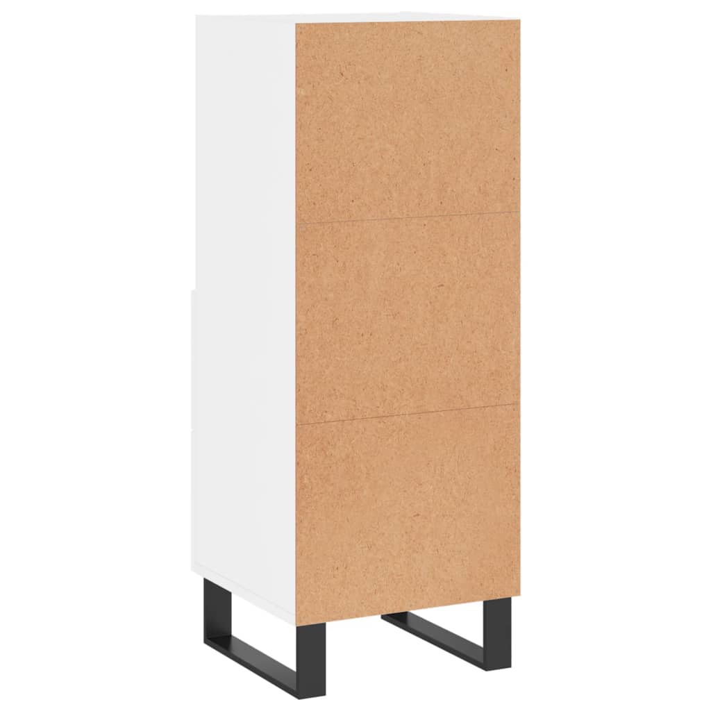 Skjenk høyglans hvit 34,5x34x90 cm konstruert tre