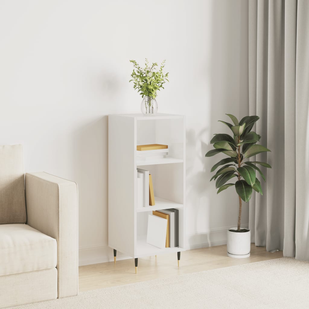 Skjenk høyglans hvit 34,5x32,5x90 cm konstruert tre