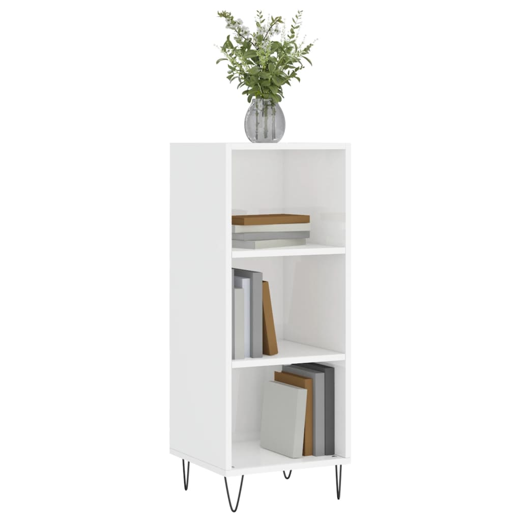 Skjenk høyglans hvit 34,5x32,5x90 cm konstruert tre
