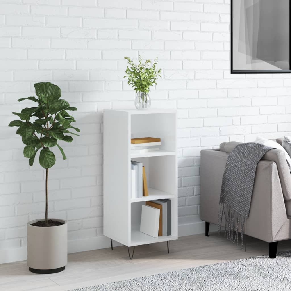 Skjenk høyglans hvit 34,5x32,5x90 cm konstruert tre