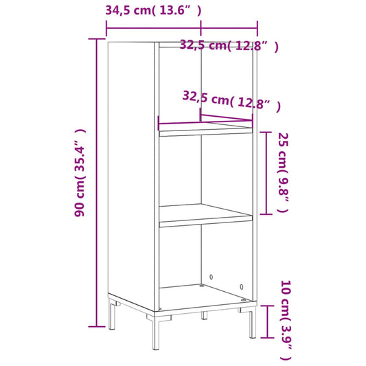 Skjenk hvit 34,5x32,5x90 cm konstruert tre