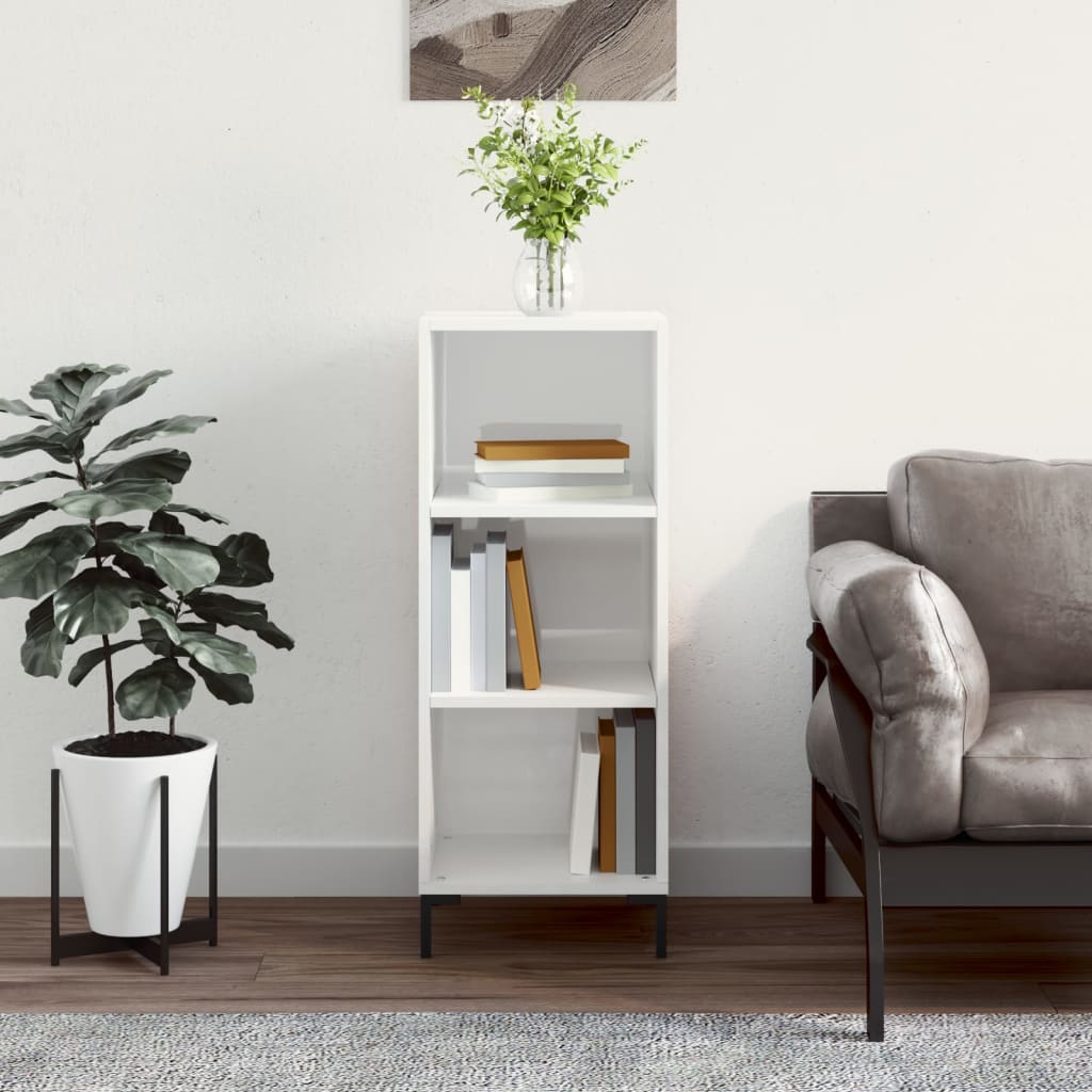 Skjenk høyglans hvit 34,5x32,5x90 cm konstruert tre