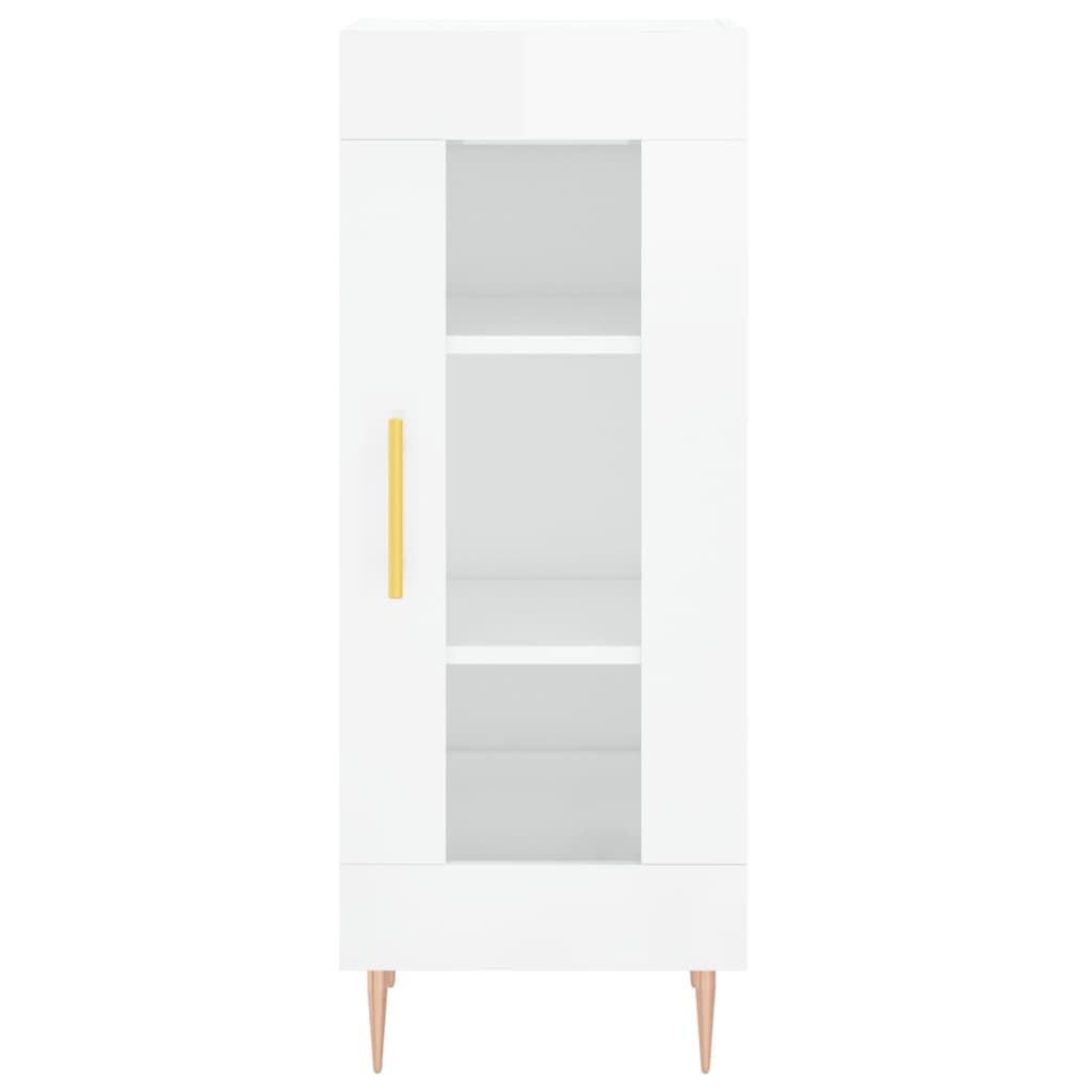 Skjenk høyglans hvit 34,5x34x90 cm konstruert tre