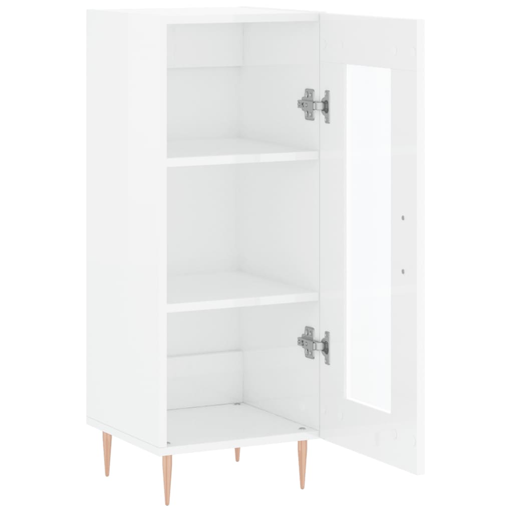 Skjenk høyglans hvit 34,5x34x90 cm konstruert tre