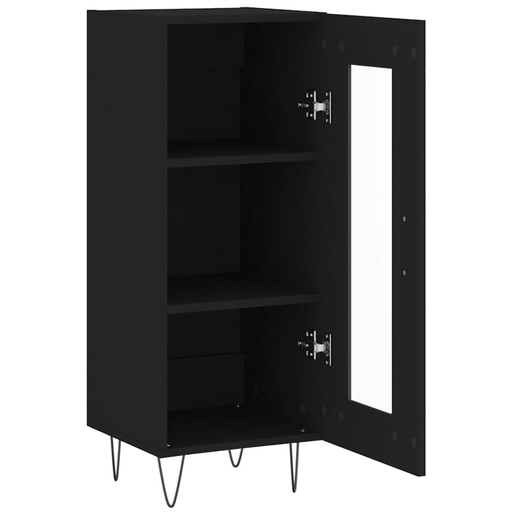 Skjenk svart 34,5x34x90 cm konstruert tre